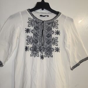 Zara Ivory Blouse with Ebony Detailing